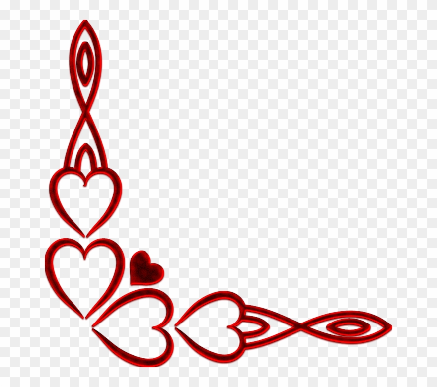 Фотки Corner Border, Red Hearts, Naive, Clipart, Valentines - Png Download