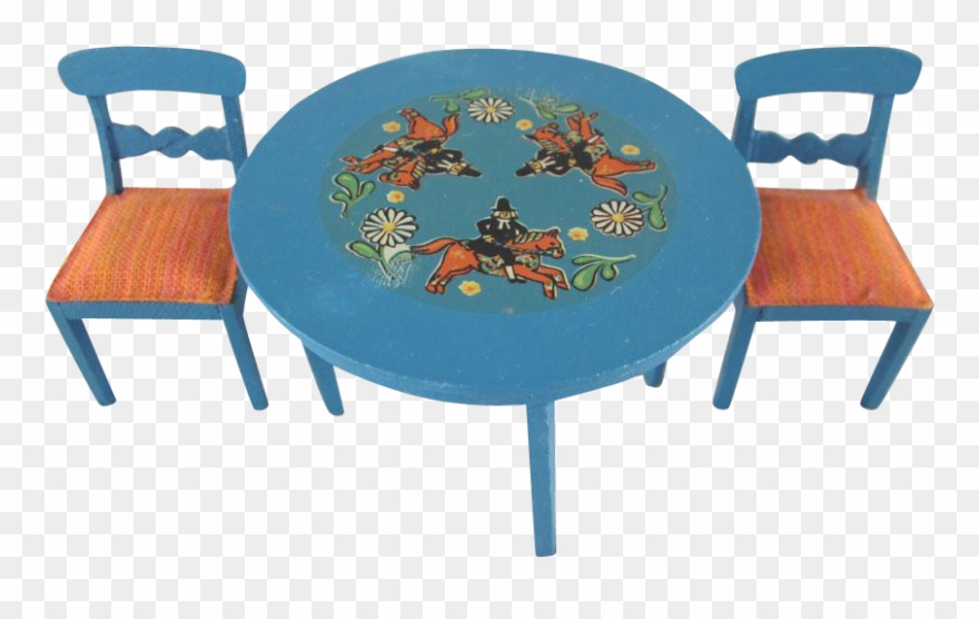 Lundby 3/4" Blue Leksand Table And 2 Chairs Dollhouse Clipart