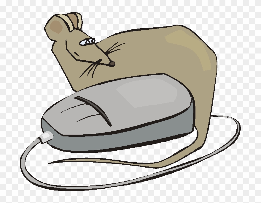 Coloured Cartoon Of Beige Rat Sitting Next To Computer Clipart