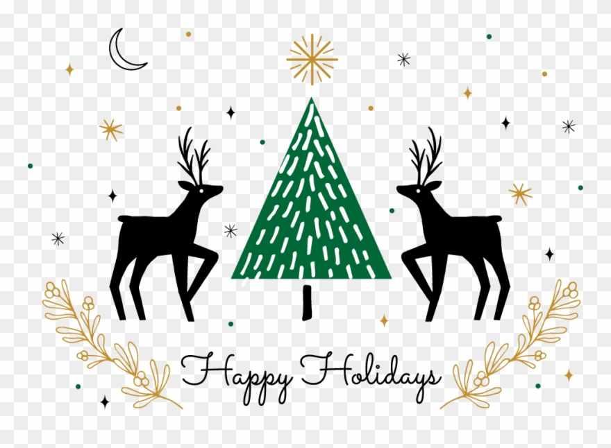 Christmas Cards Set With Gold Foil Clipart