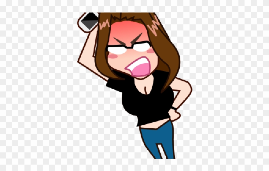 Angry Emoji Clipart Girl - Png Download