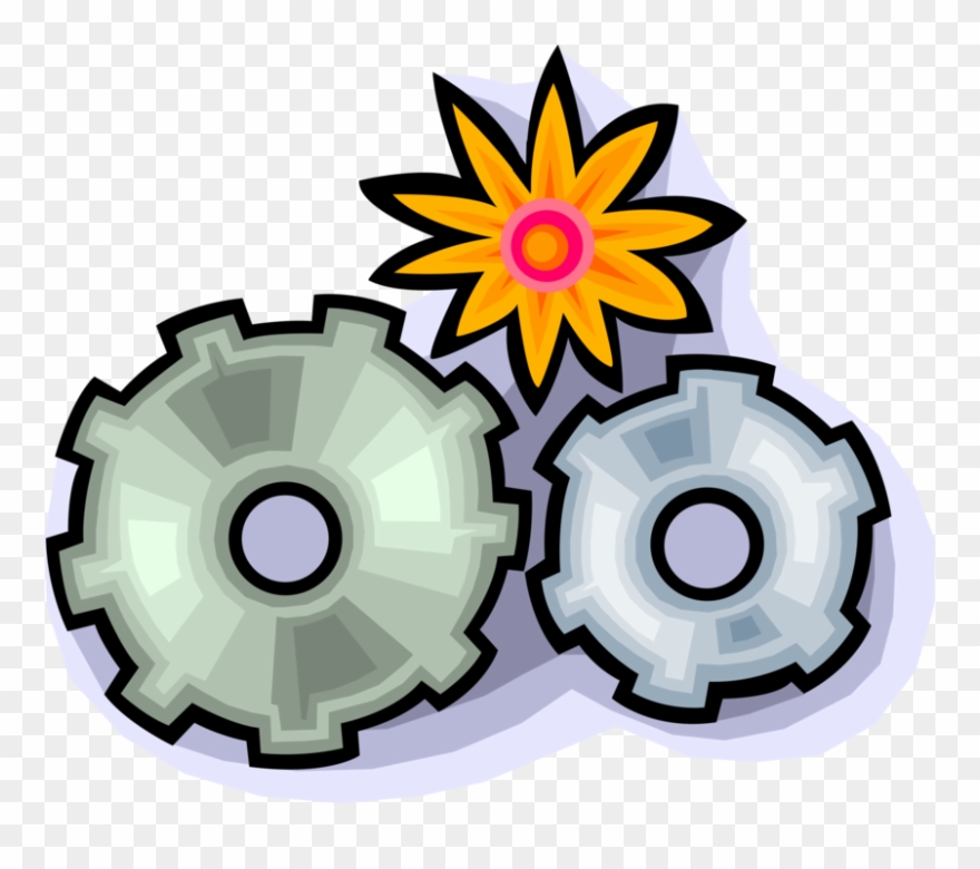 Vector Illustration Of Cogwheel Gear Mechanism Of Industrial Clipart