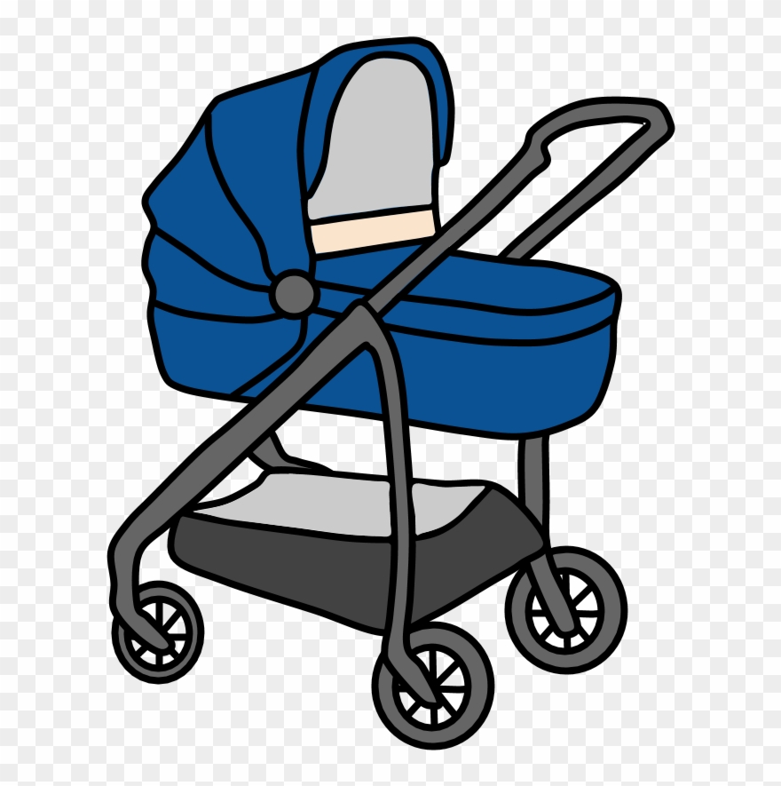 Stroller, Blue Cover, Basket Clipart