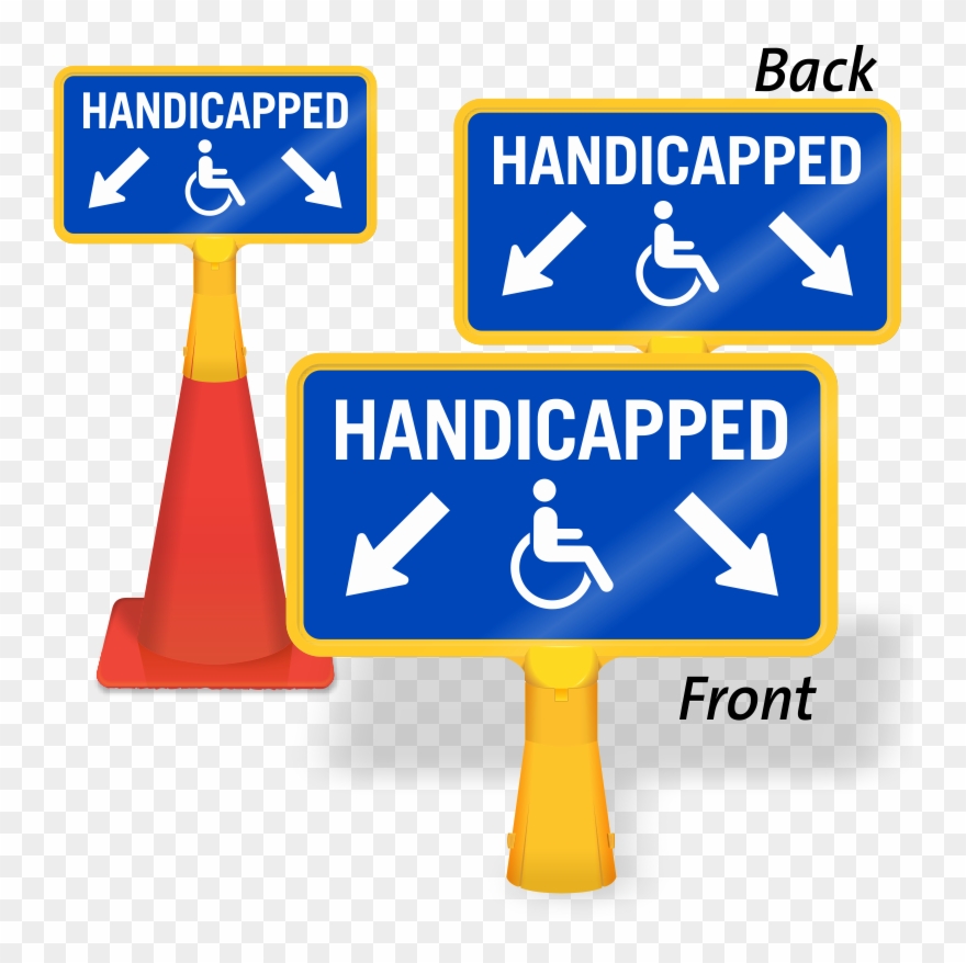 Handicapped Parking Arrow Coneboss Sign Clipart