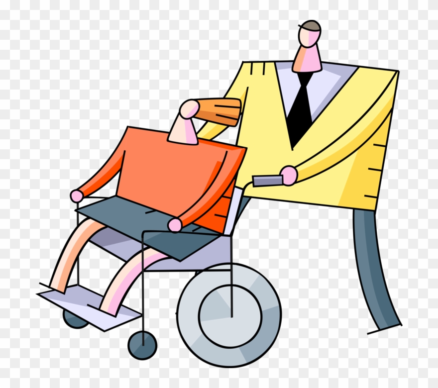 Vector Illustration Of Woman With Disabilities Wheeled Clipart