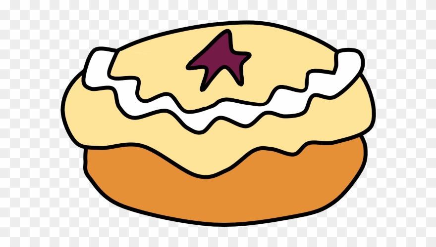 Sufganiyot, Fried Doughnut, Raspberry Filling, Clipart