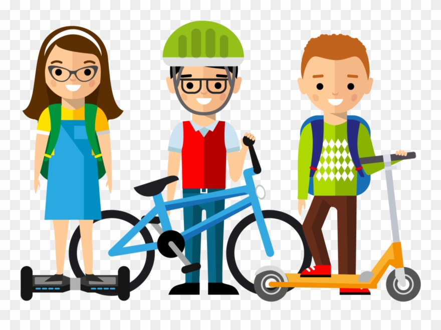 Mit Bus Und Bahn, Auf Dem Rad Oder Zu Fuß Für Kinder Clipart