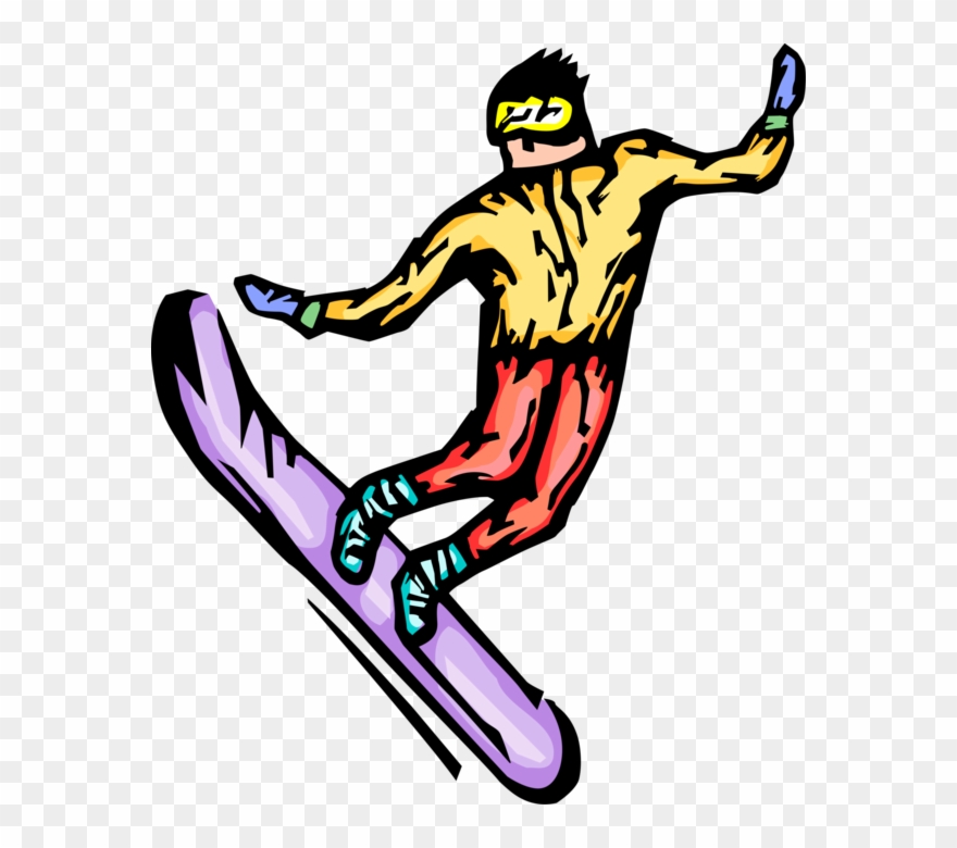 Vector Illustration Of Snowboarder Snowboarding On Clipart