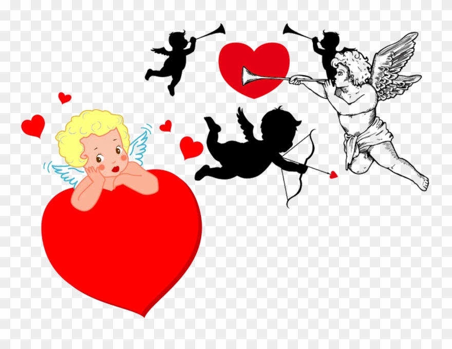 Cupid And Psyche Silhouette Clip Art - Png Download