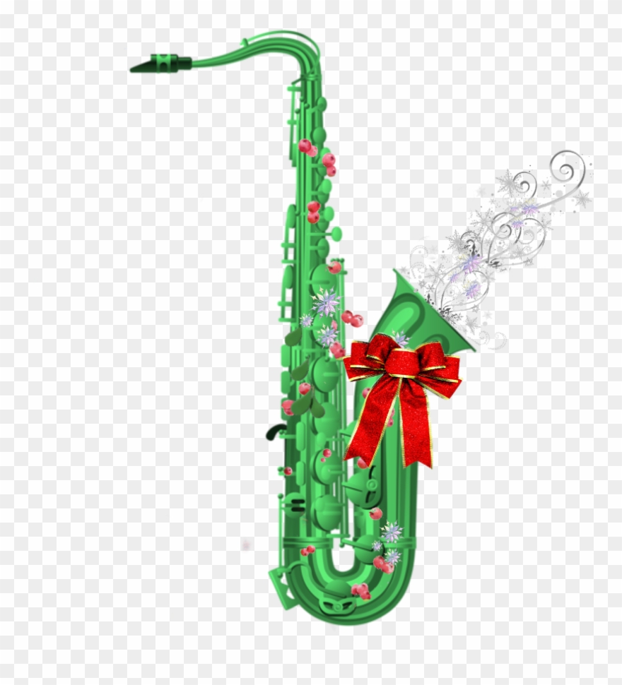 Saxaphoneday Sax Saxaphone Green Holly Berries Chr Clipart