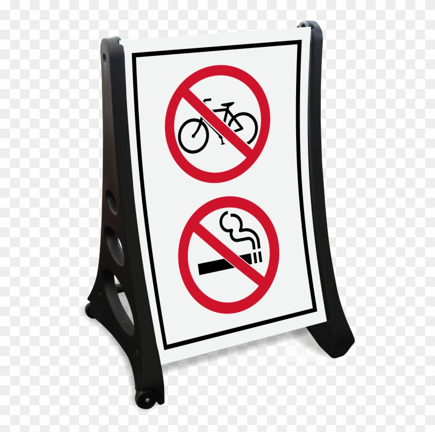 No Bicycle And Smoking Symbol Sidewalk Sign Clipart