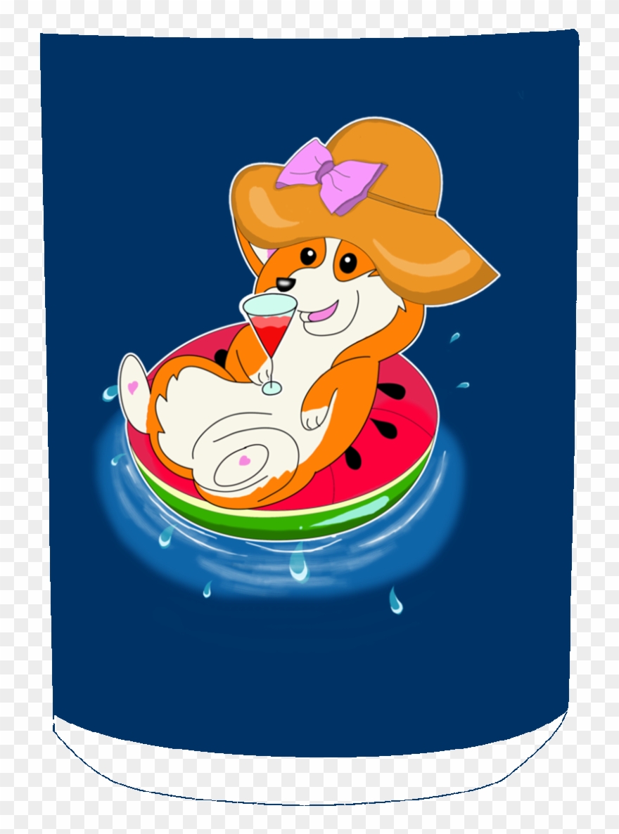 Watermelon Pool Float Beach Pattern Corgi Mug Clipart
