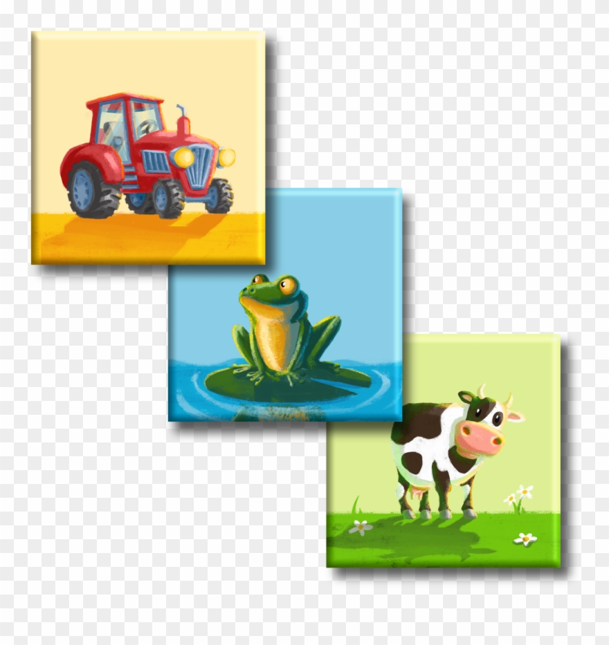 Frosch, Traktor, Kuh Clipart