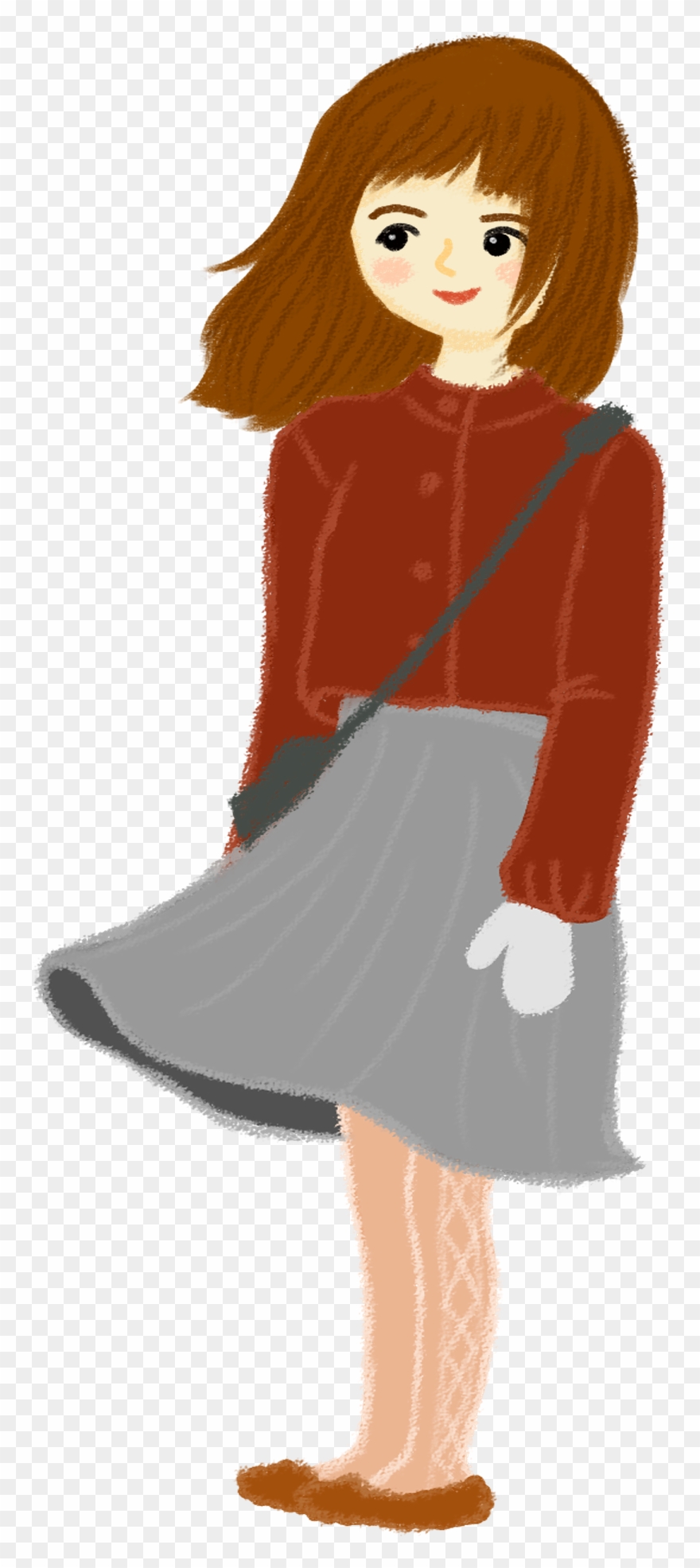 Charakter Hand Gezeichnet Mädchen Winter Png Und Psd Clipart