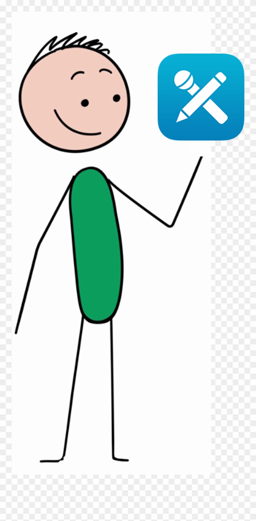 Cartoon Man Holding Up The Visible Classroom App Icon Clipart