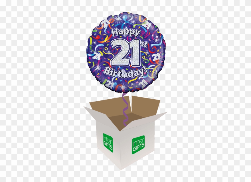 Happy 21st Birthday Purple Streamers Clipart