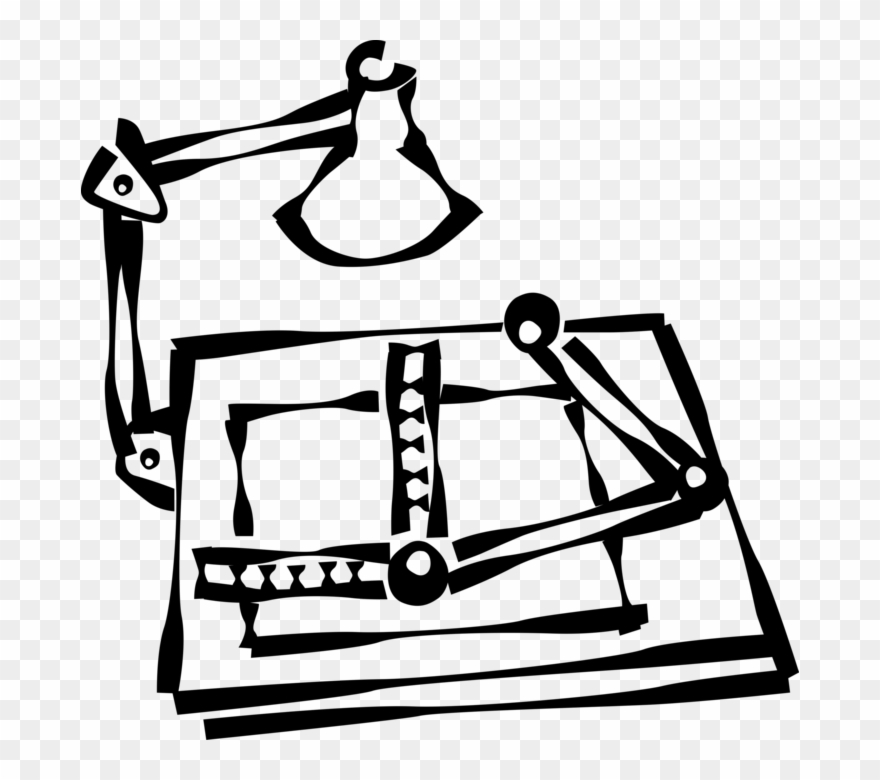 Vector Illustration Of Lamp On Drafting Table Used Clipart