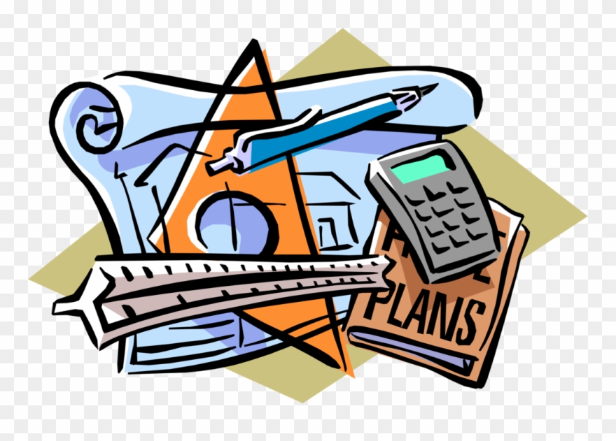 Vector Illustration Of Drafting Materials And Tools Clipart