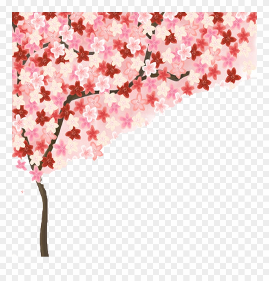Clip Art Cherry Blossom Wall Painting - Png Download