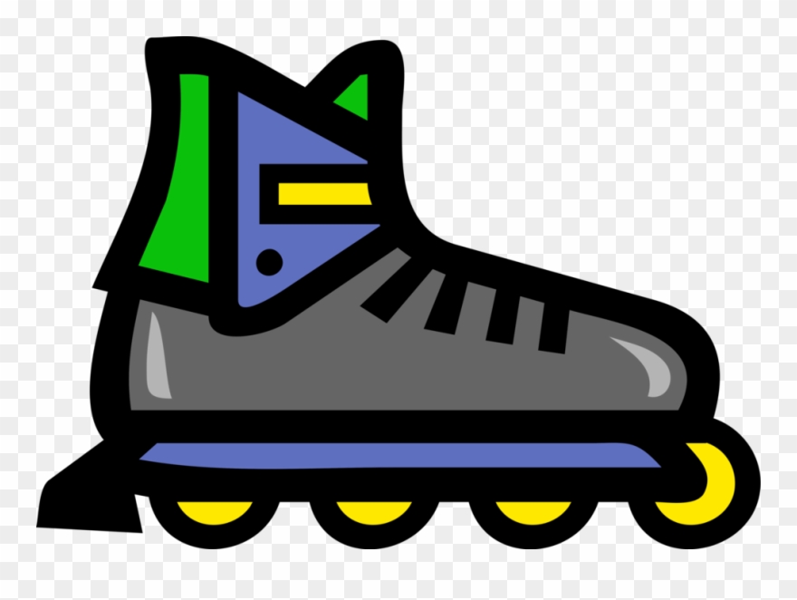 Vector Illustration Of Inline Roller Skates Or Rollerblades Clipart