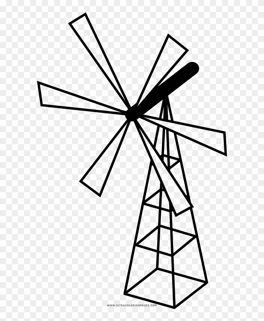 Windmill Coloring Page Clipart