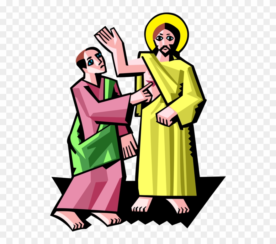 Christ With Doubting Thomas Vector Image Illustration Clipart