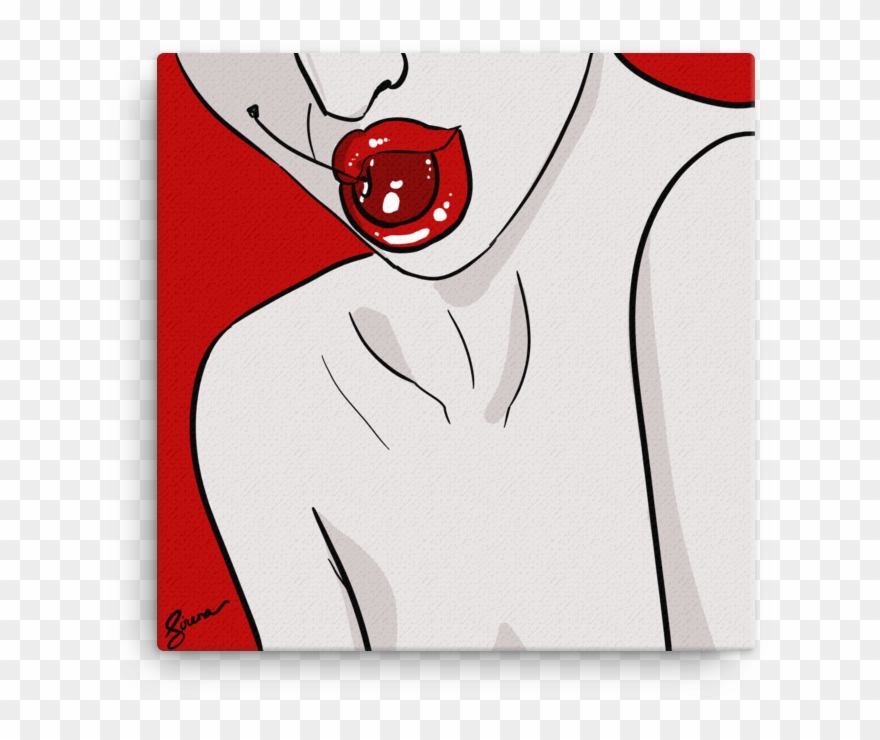 Image Of Cherry Lips Canvas Art 16" Clipart