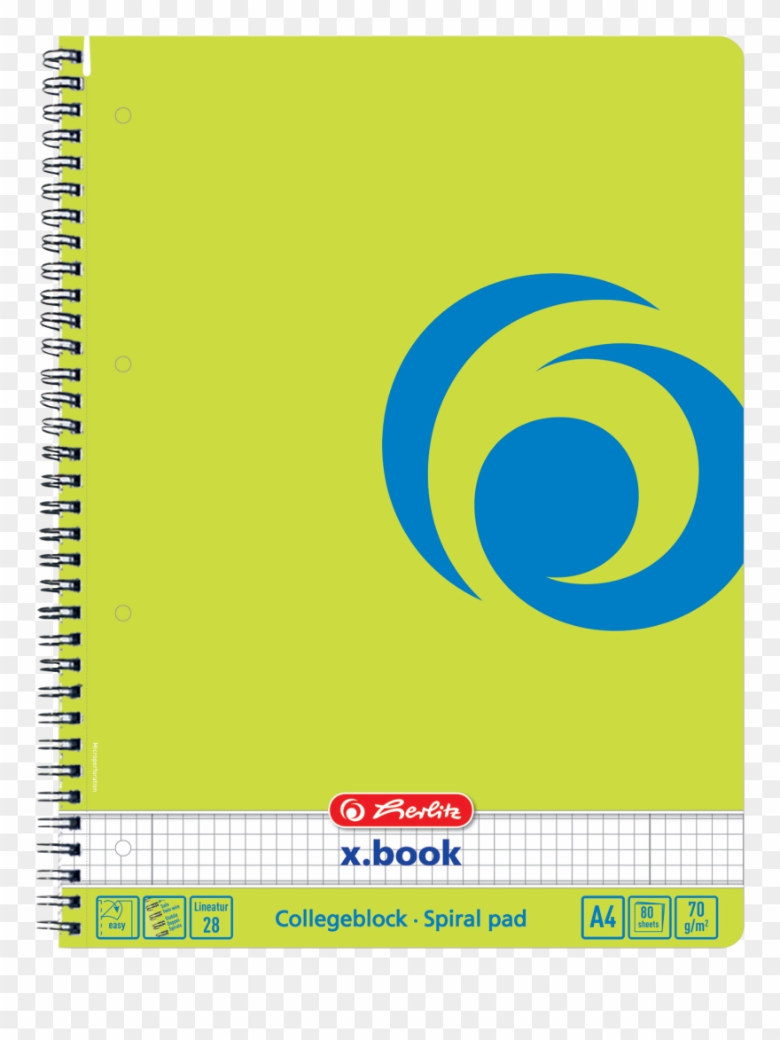 Clip Art Spiral Notebook A4/80 Sporty Lemon With Transparent - Png Download