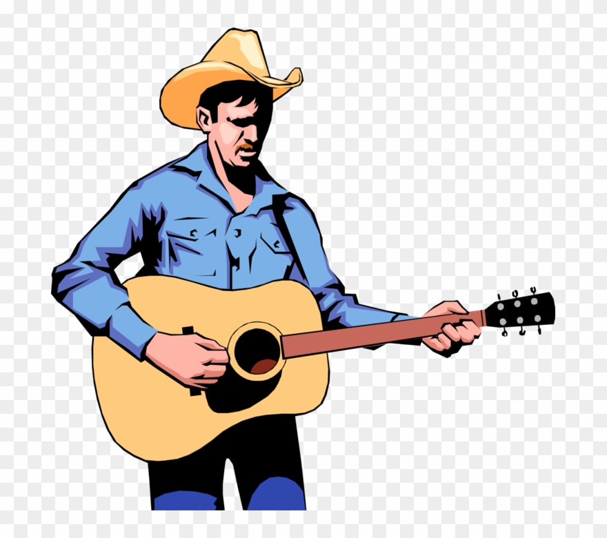 Cowboy Guitar Player Royalty Free Vector Clip Art Illustration - Png Download