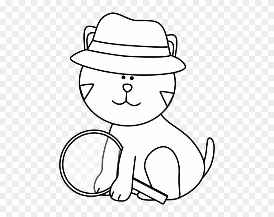 Detective Clip Art - Cute Detective Clipart Black And White - Png Download