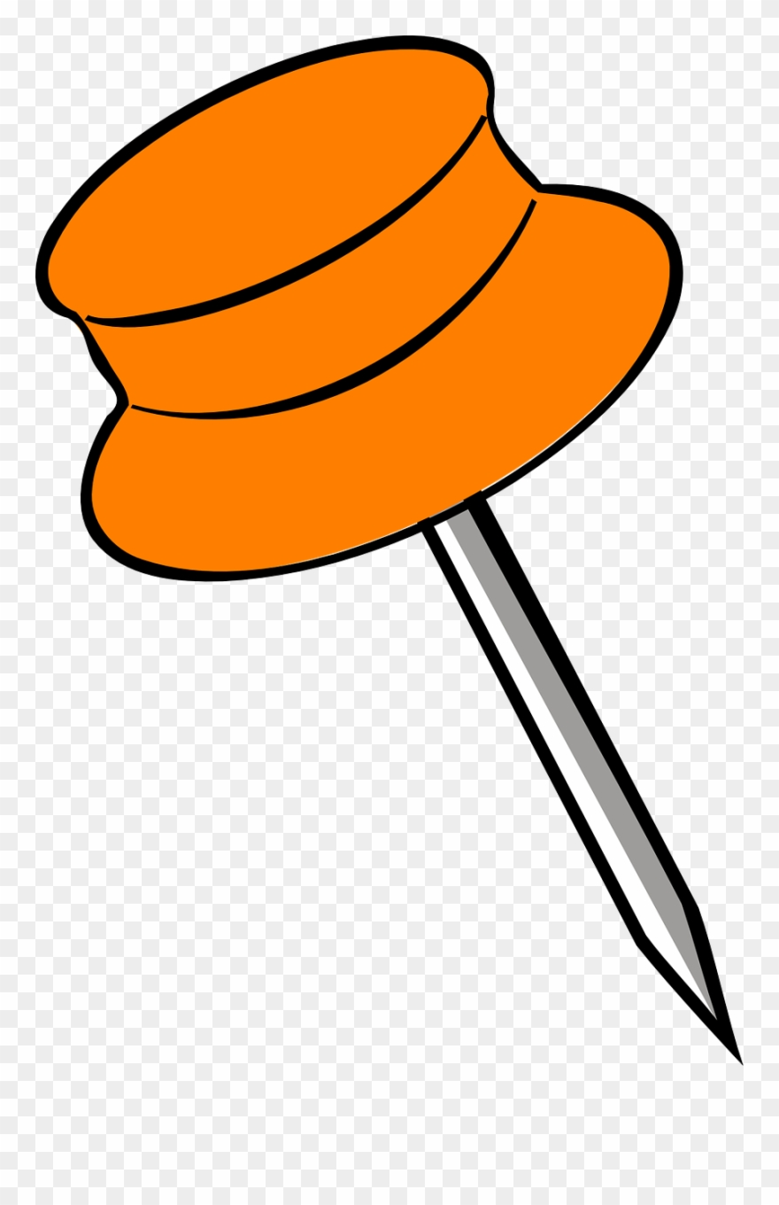 Orange Pin, Pin, Pushpin, Thumbtack, Office Supplies - Pin Clip Art - Png Download