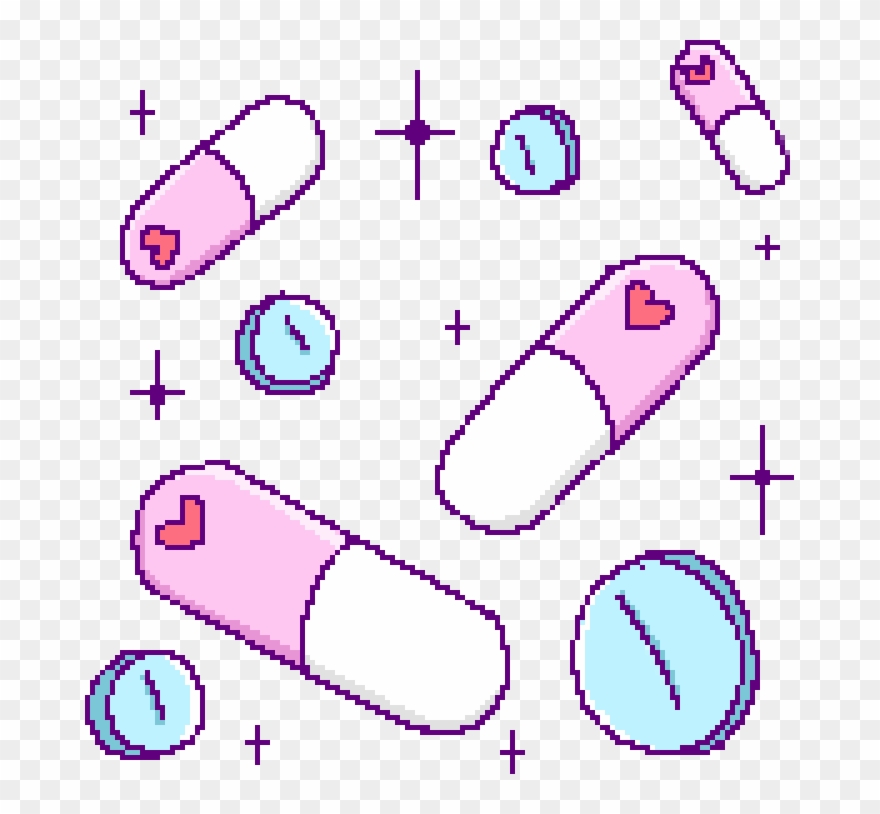 Pixel Pills Kawaii Pink Wicca Pretty Sparkles - Pixel Art Pills Clipart