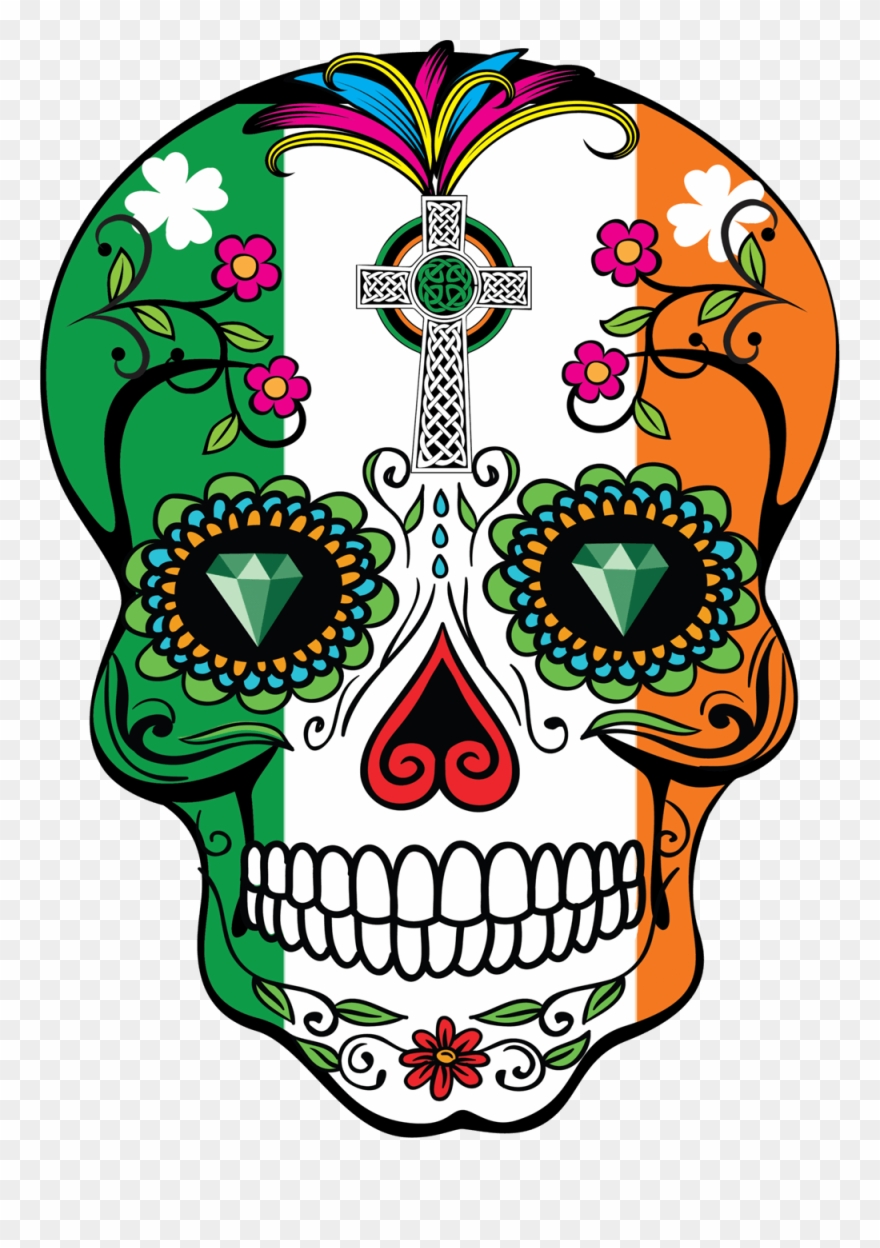 Image Royalty Free Library Sugar Skulls And The Flag Clipart