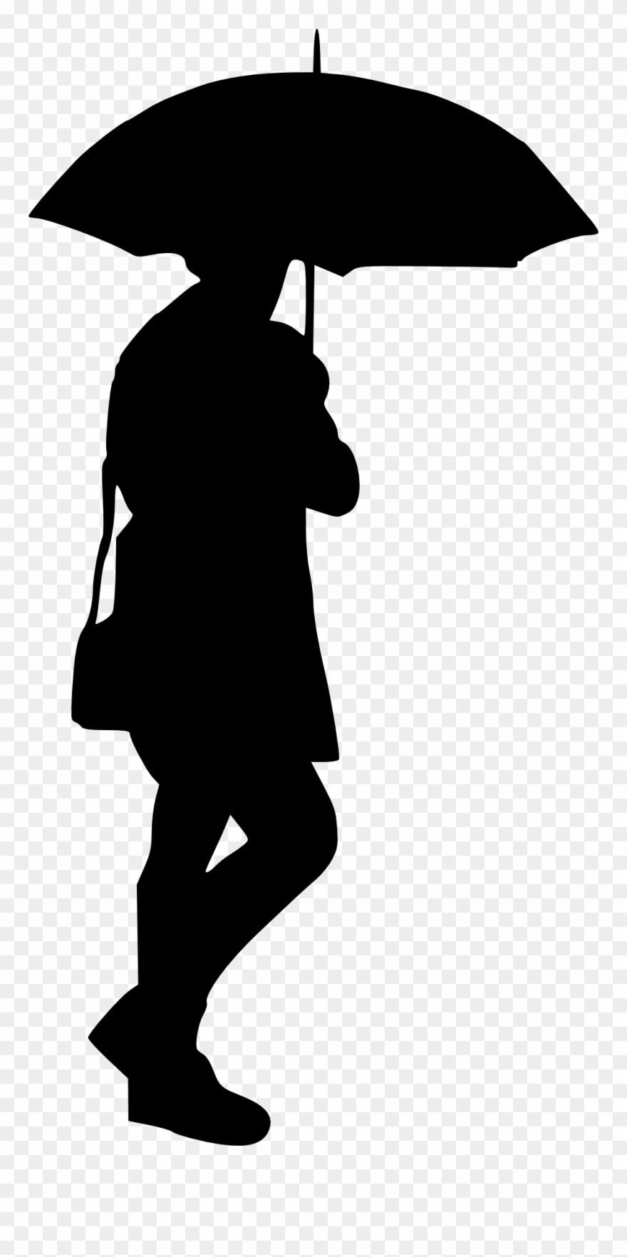 Silhouette Of Woman With Umbrella - People Umbrella Silhouette Png Clipart