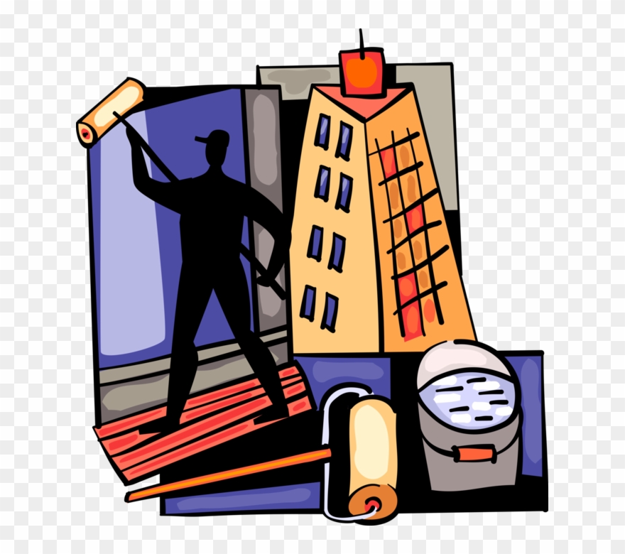 Professional Painter Paints With Paint Roller - Renovation Cartoon Transparent Background Clipart