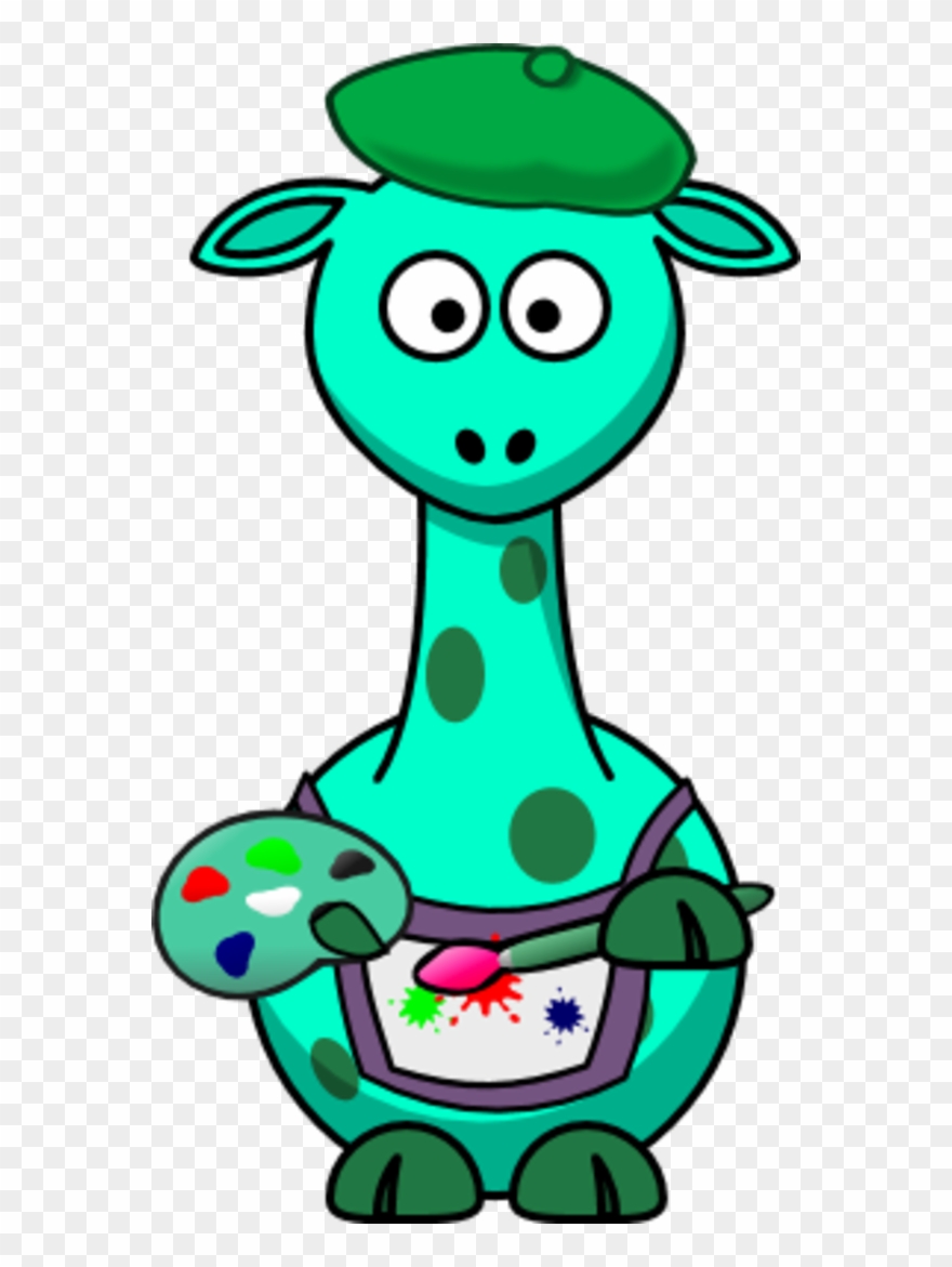 Giraffe As A Painter Artist Clipart