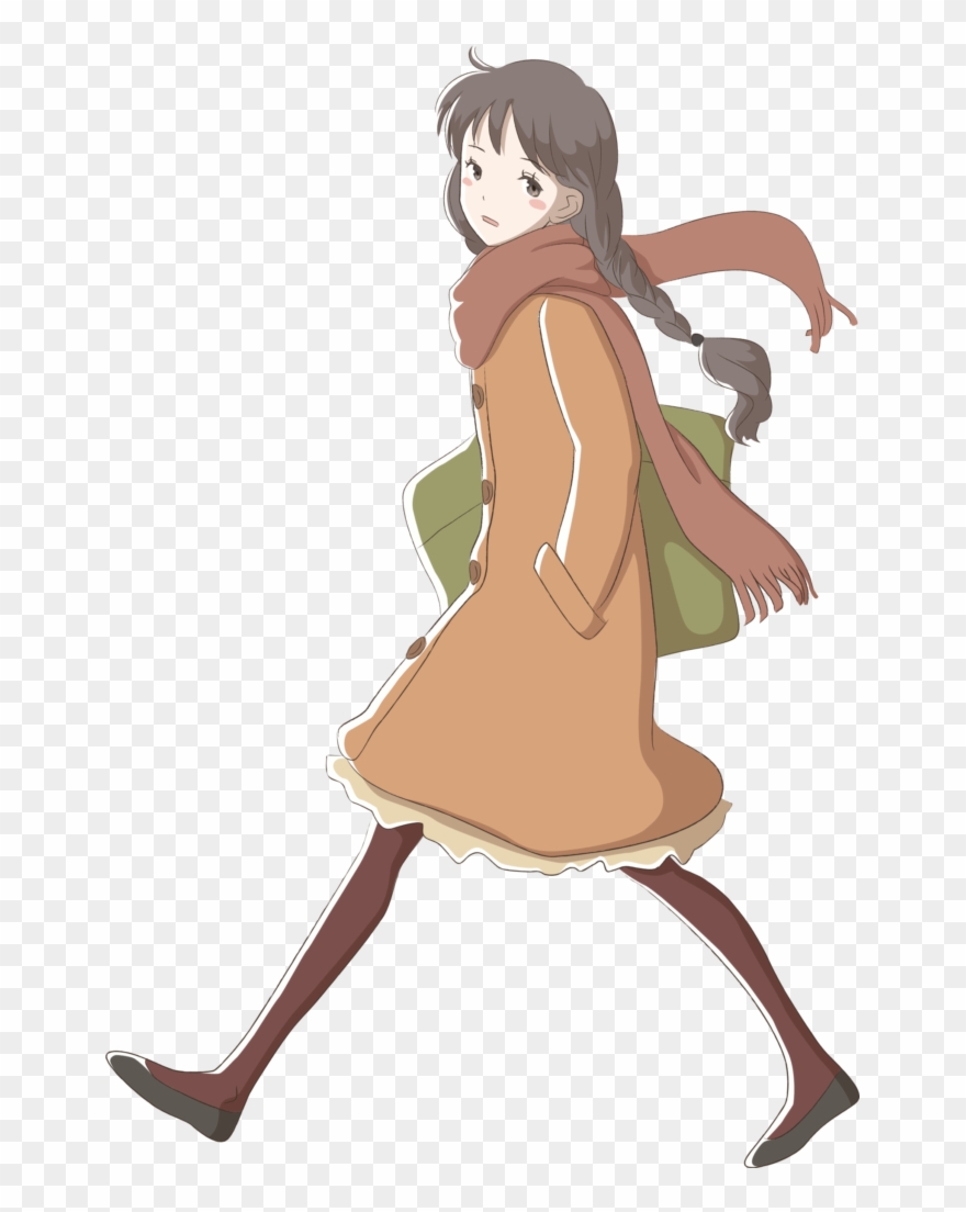 Cartoon Drawing Anime Manga Public Domain - Anime Girl Walking Png Clipart