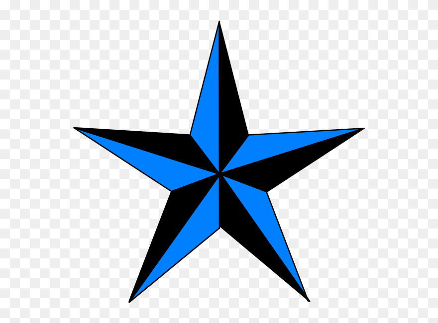Blue Black Texas Star Clip Art - Old School Star Tattoo - Png Download