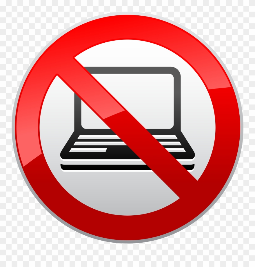 Image Black And White Stock Laptop Prohibition Sign - No Laptop Clipart - Png Download
