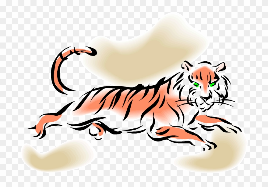 Leaping Tiger - Tiger Cartoon Laying Down Clipart