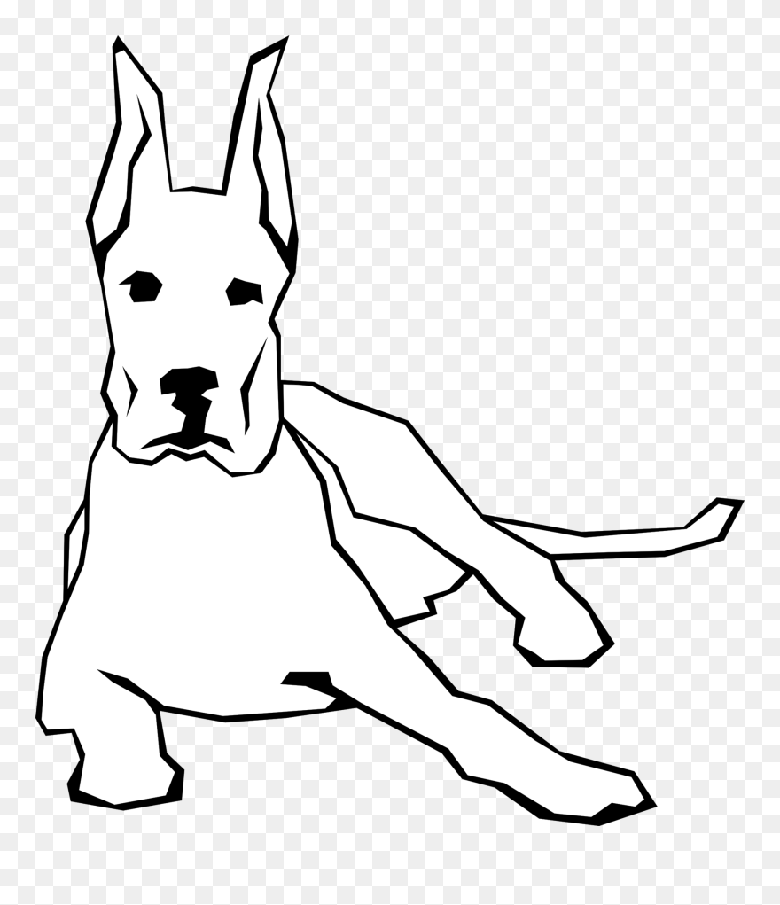 Dog Simple Drawing 9 Black White Line Art Scalable - Simple Black And White Art Clipart