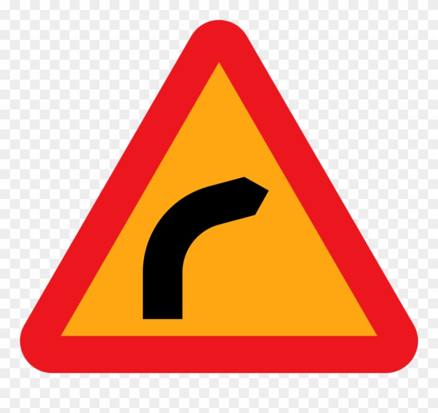 Free Vector Dangerous Bend Bend To Right Clip Art - Dangerous Right Bend Sign - Png Download