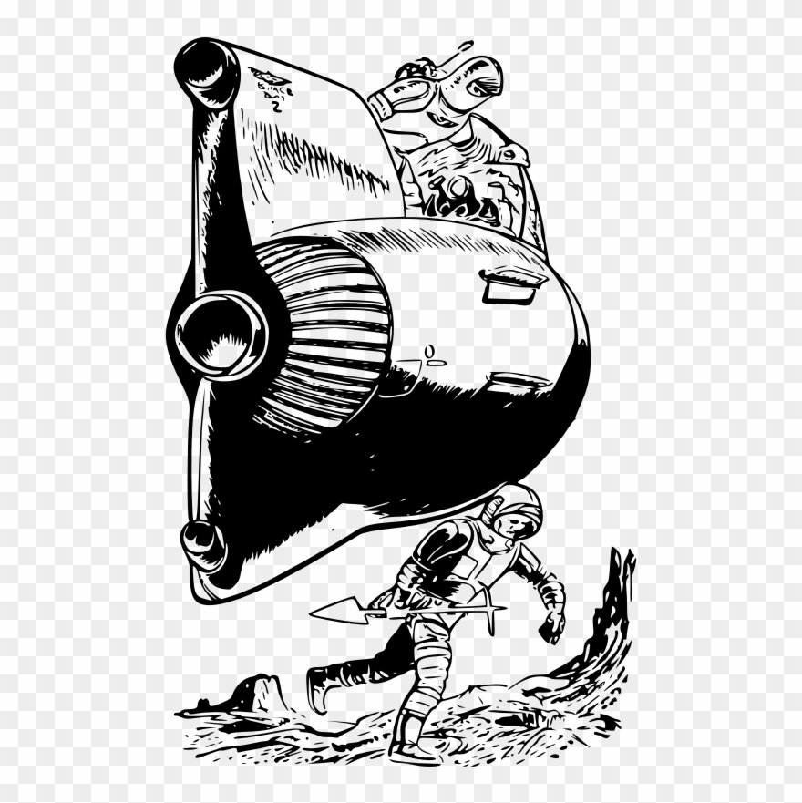 Danger In Deep Space - Science Fiction Movies Clipart Black And White - Png Download