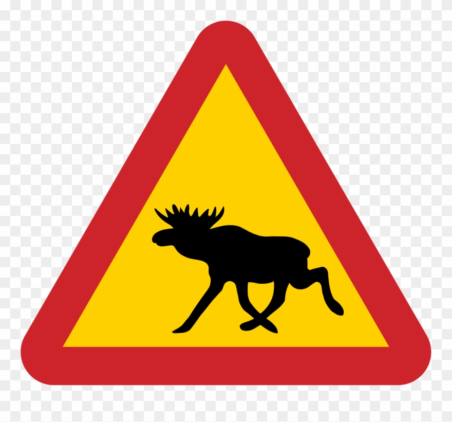 Danger Clipart Road Work Sign - Sweden Moose Road Sign - Png Download