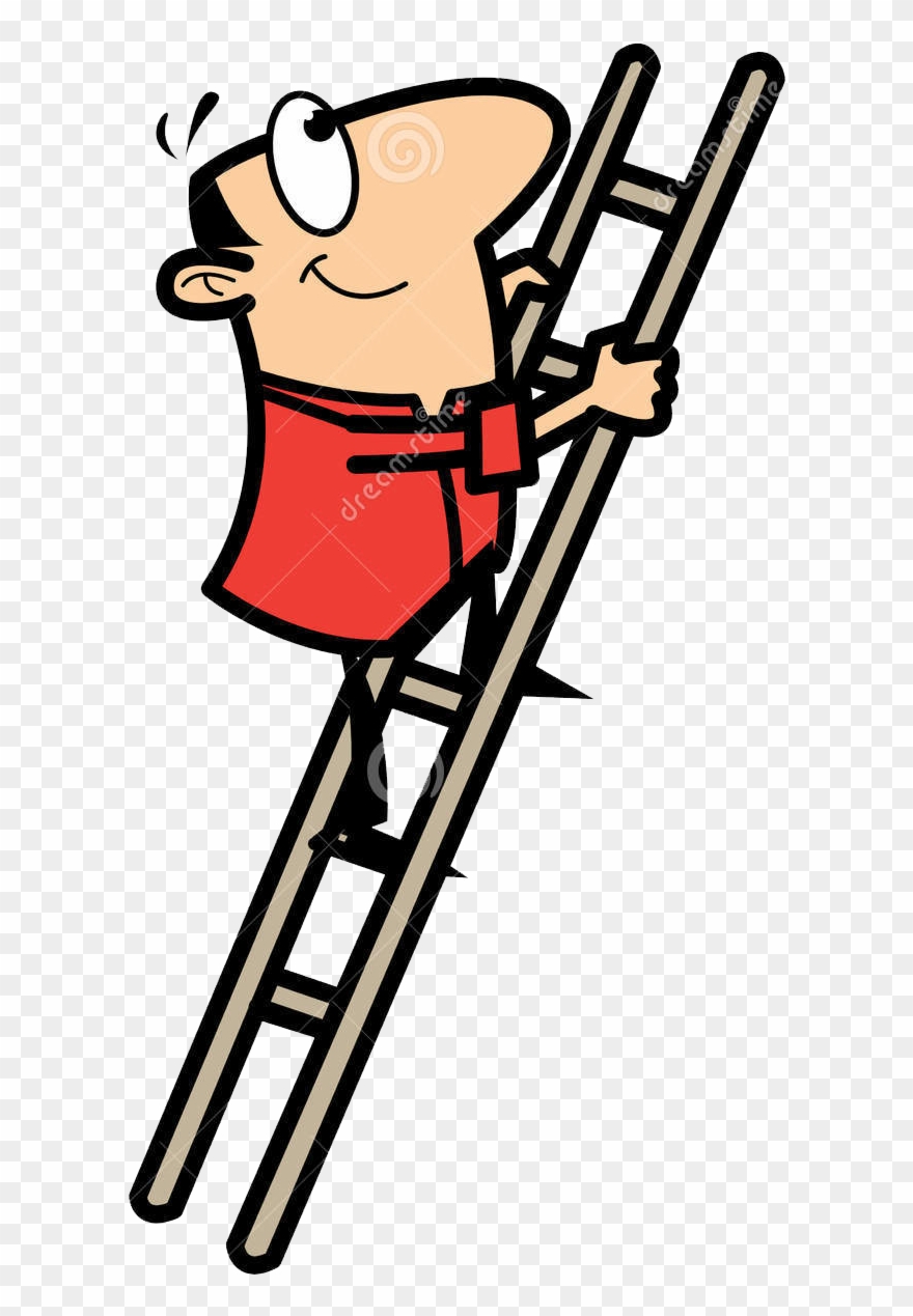 Image Freeuse Stock Climbing A Ladder Clipart - Cartoon Man Climbing Ladder - Png Download
