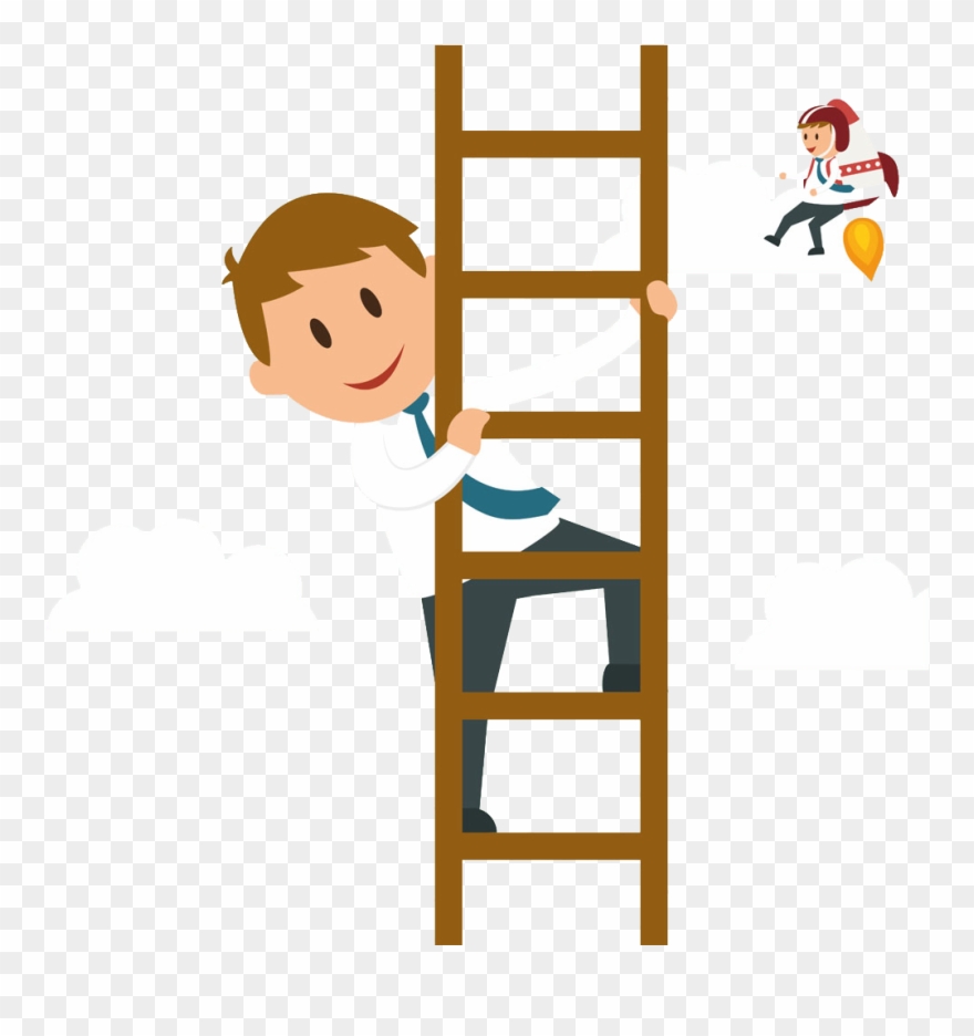 Svg Climbing A Ladder Clipart - Climb Cartoon - Png Download