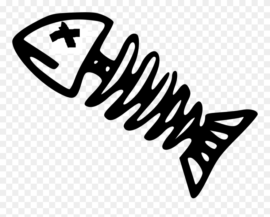 Fish And Hook Clip Art - Fish Skeleton Clipart - Png Download