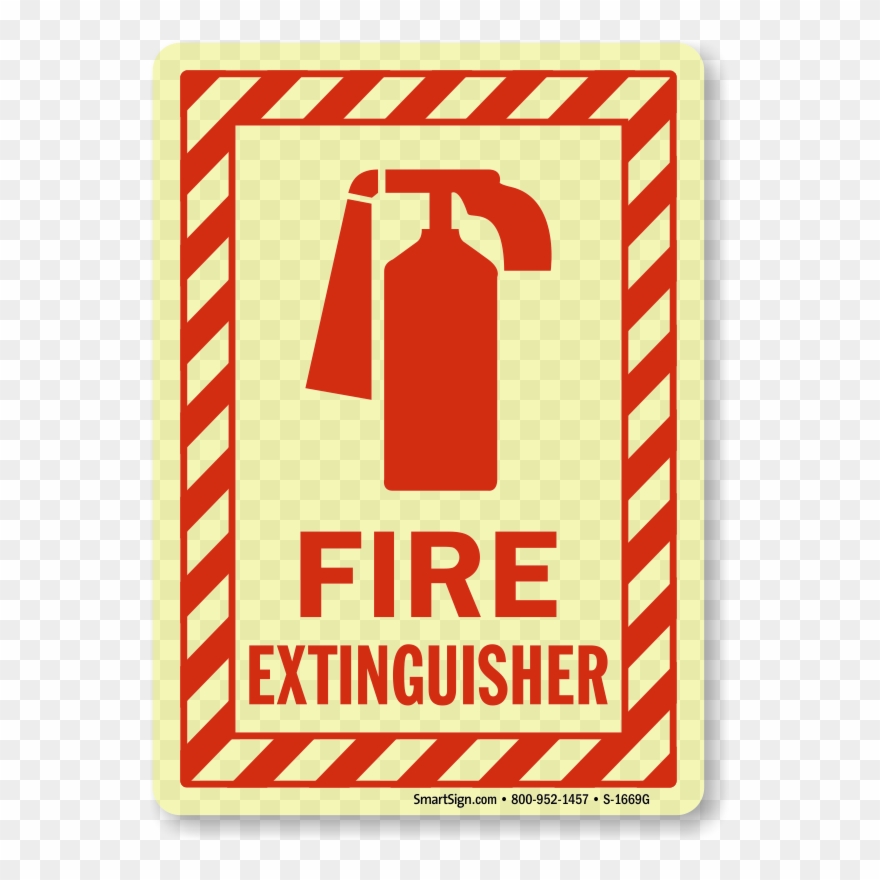 Glow In The Dark Fire Extinguisher Striped Border Sign Clipart