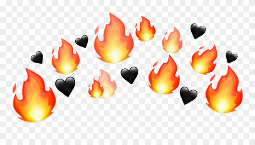 Emoji Headcrown Fire Flames Heart Black Clipart