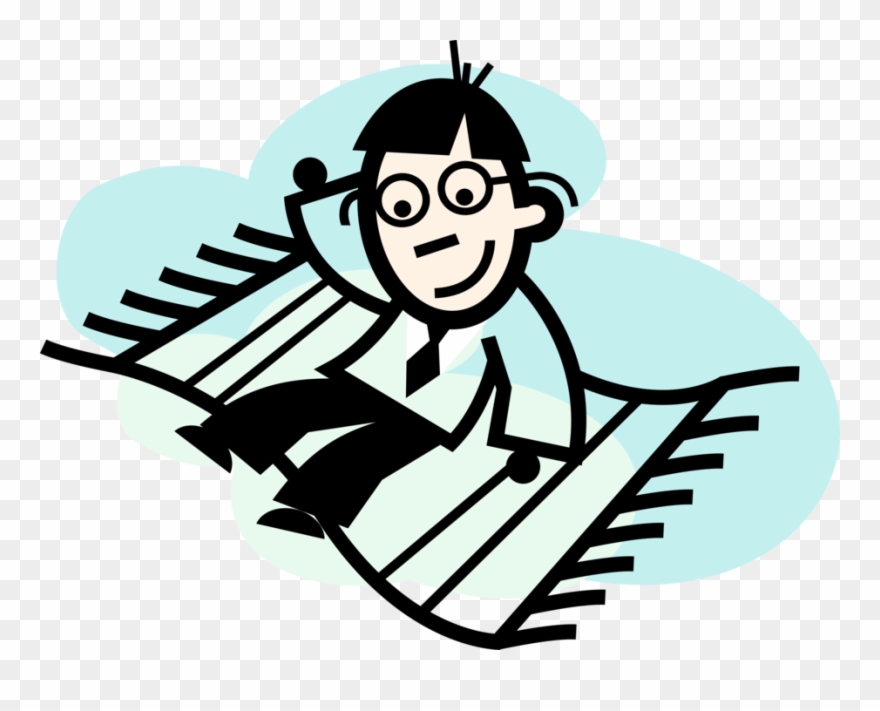 Vector Illustration Of Businessman Rides Persian Sultan's Clipart